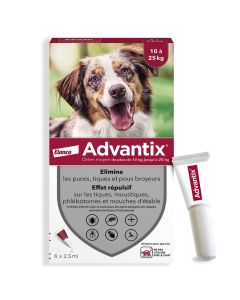 Advantix chien moyen (10-25 kg) - 6 pipettes- La Compagnie des Animaux