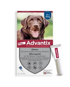 Advantix grand chien (25 - 40 kg) - 6 pipettes- La Compagnie des Animaux
