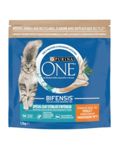 Purina One per gatti sterilizzati al pollo & cereali completi 1.5 kg