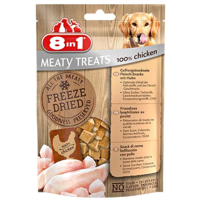 8in1 Freeze Dried Meaty Treats 100 Petto di Pollo per cane 50 g Dogtore