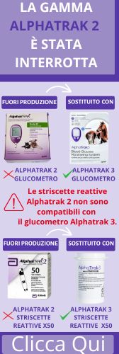 LA GAMMA ALPHATRAK 2  È STATA INTERROTTA PASSA AL GLUCOMETRO ALPHATRACK 3